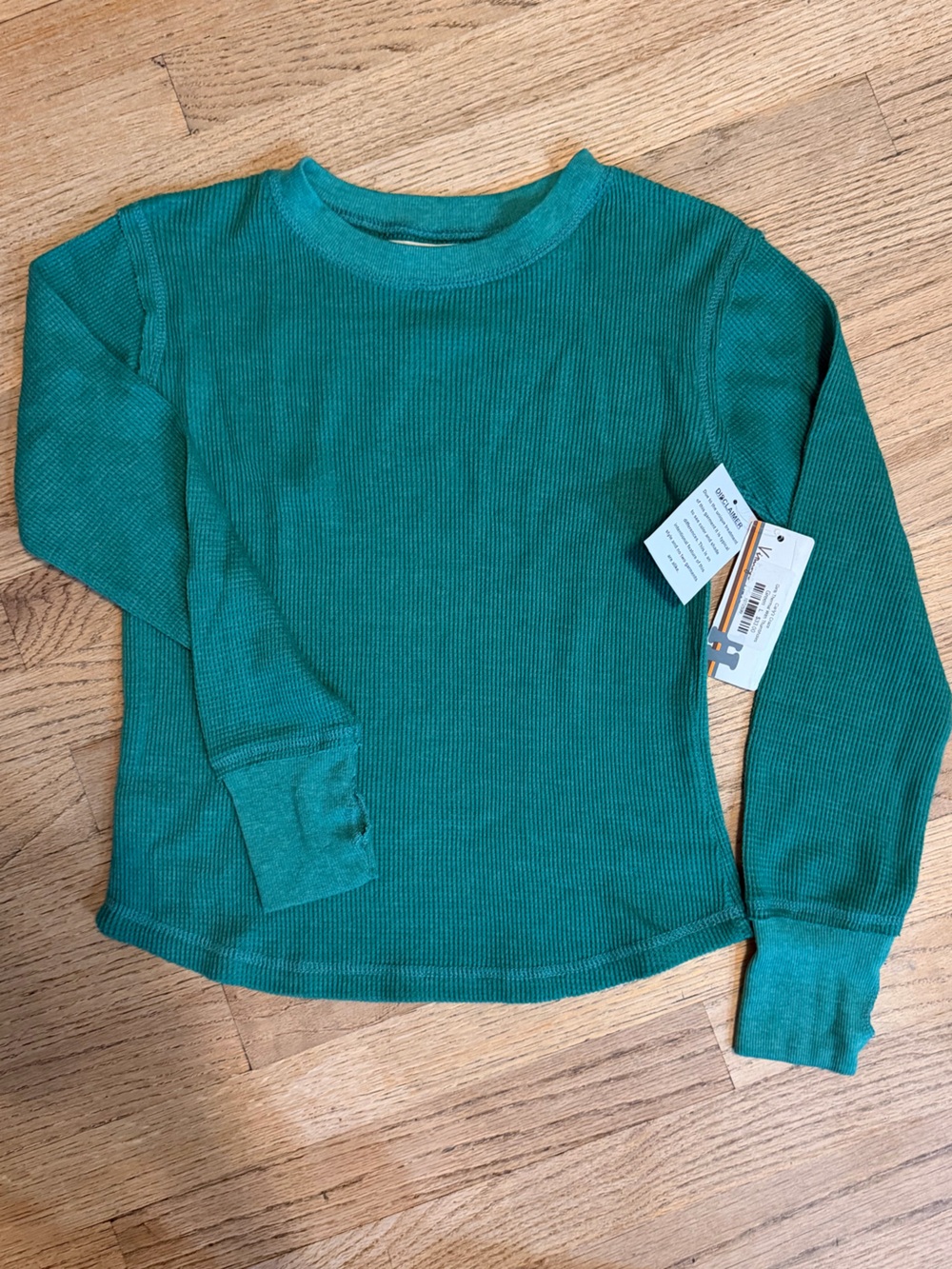 Vintage Havana Girls Large Green Thermal Waffle Knit Top w/ Thumbholes NWT